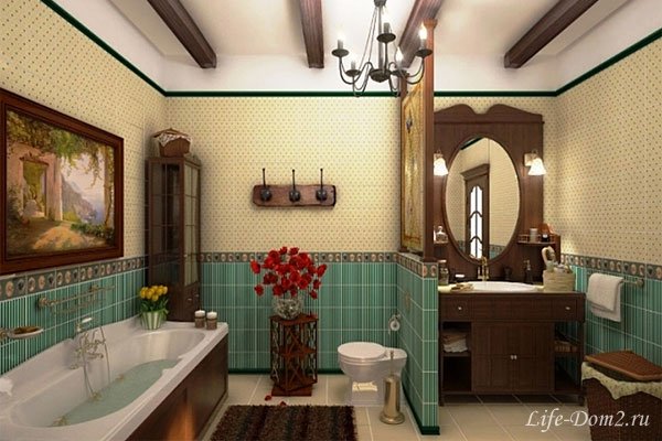 Интерьер ванной комнаты в трех стилях